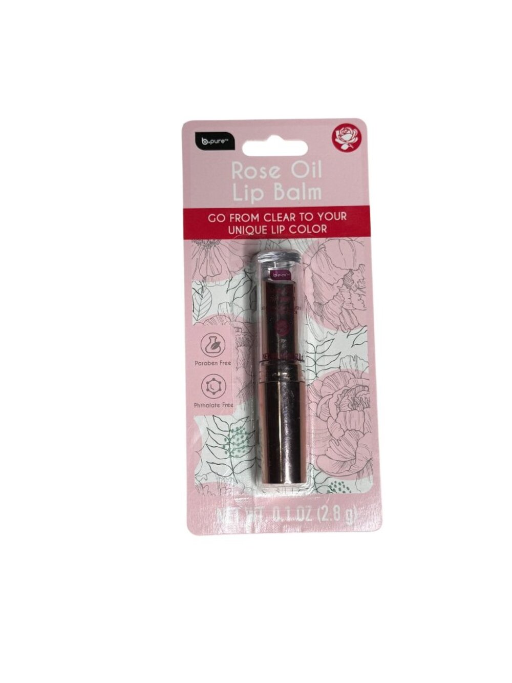 b.pure Rose Oil Lip Balm pH Color Changing Hydrating Lip Care New